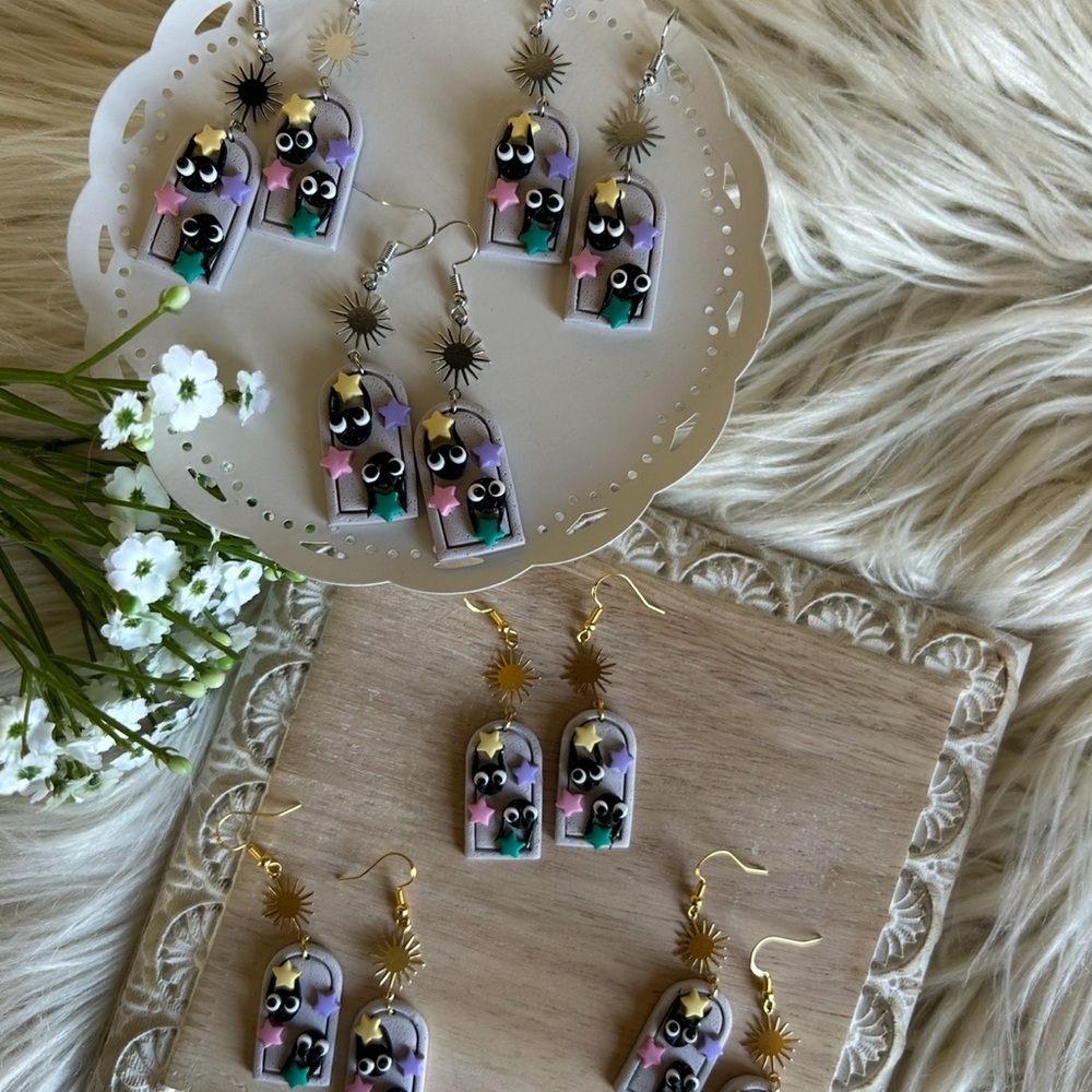 Colorful Arch Earrings with Sunburst Accents